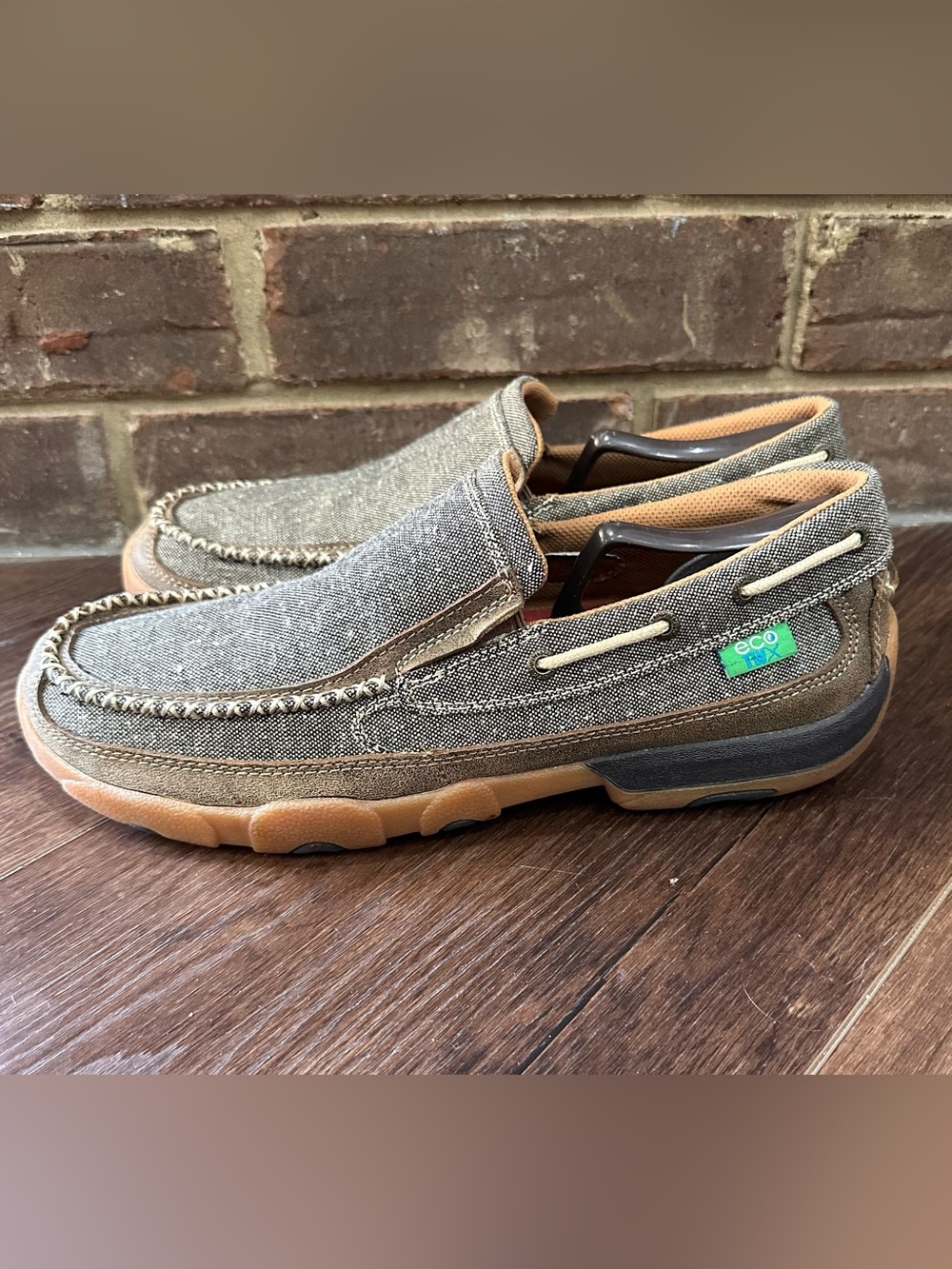 Twisted X Mens Driving Moc Brown ecoTWX Slip On Loafers MDMS012 Sz 10 Grey Brown
